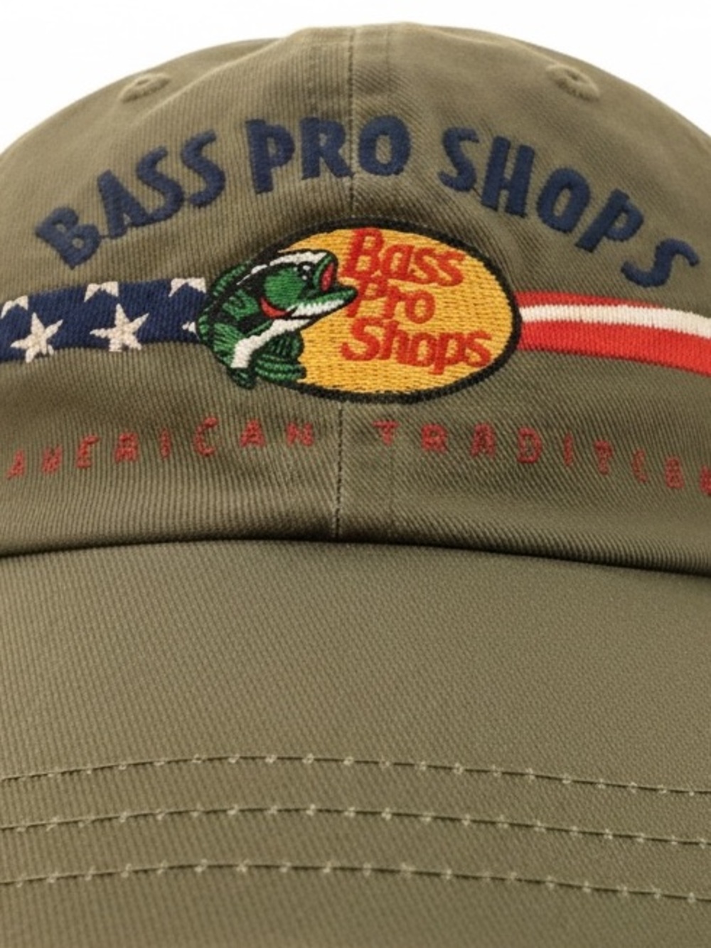 Bass Pro Shops USA Olive Green Embroidered Logo Adjustable Cap Hat Unisex
